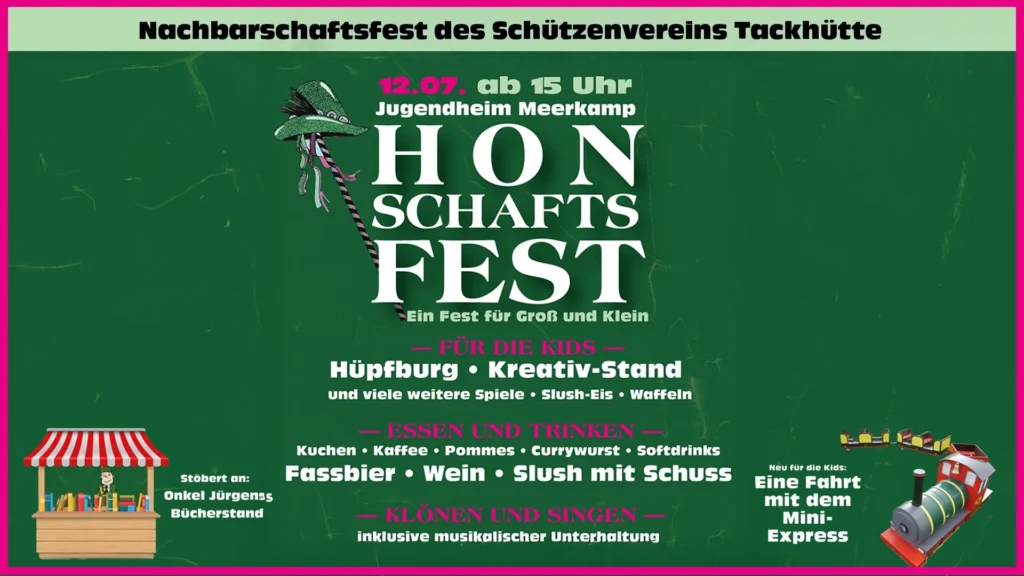 Plakat des Honschaftsfests Tackhütte am 12. Juli 2025