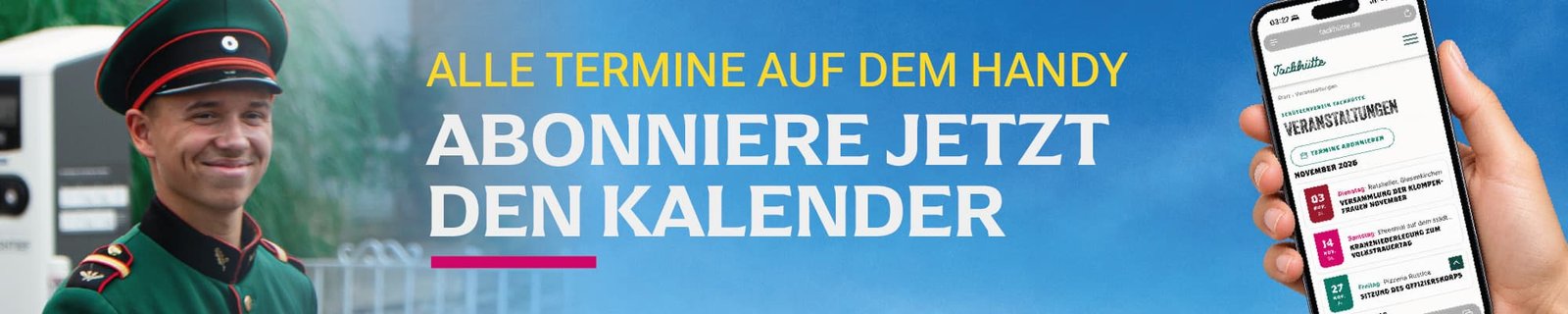 Abonniere jetzt den Terminkalender vom Schützenverein Tackhütte